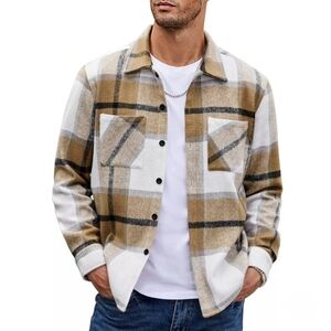 COOFANDY Men's Flannel Shirt Jacket - Casual Button Down Plaid Long Sleeve